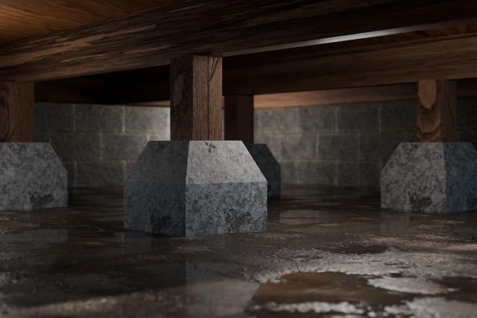 Standing Water in Crawl Space at a Quality Foundation Repair Austin inspection