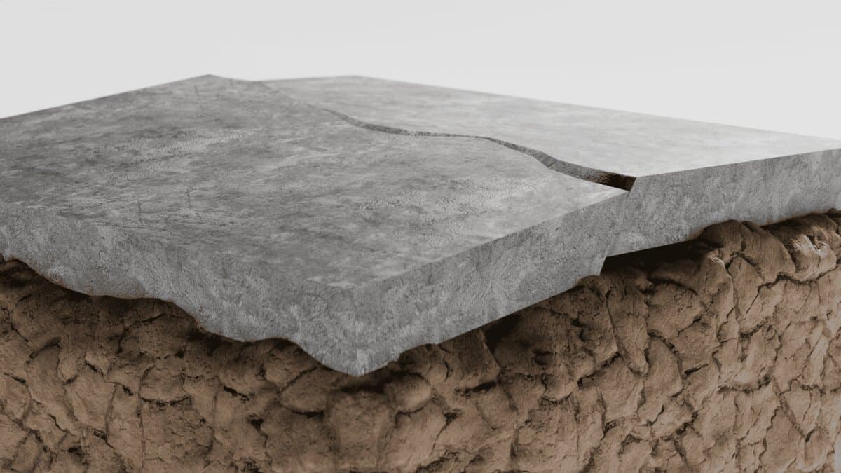 Quality Foundation Repair Austin showing cracked concrete foundation due to expansive soil and settlement.