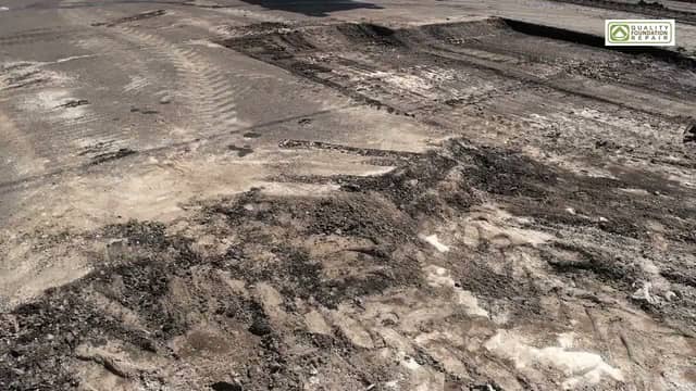 Quality Foundation Repair Austin showing disturbed ground and expansive soil at a construction site.