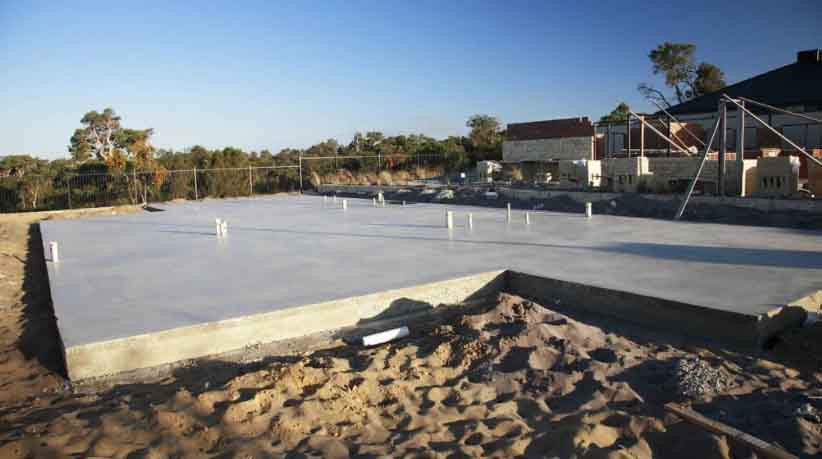 Image of a slab foundation under construction.